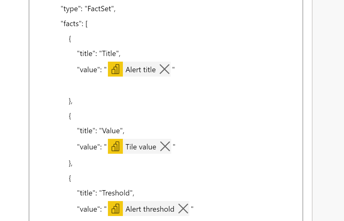 Json code to fill your adaptive card