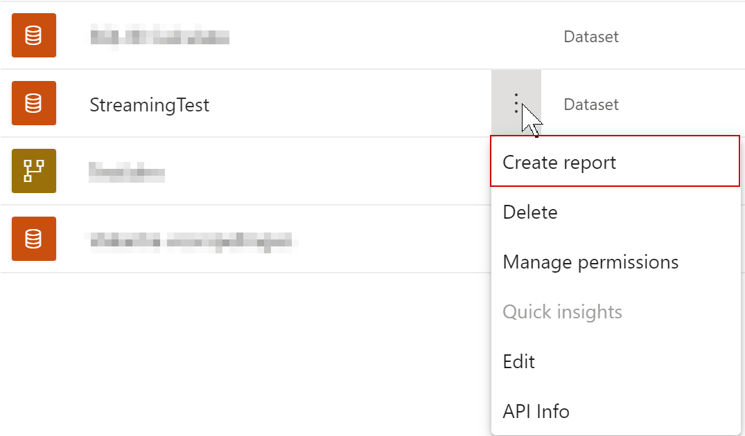 Creating a report based on a streaming dataset.