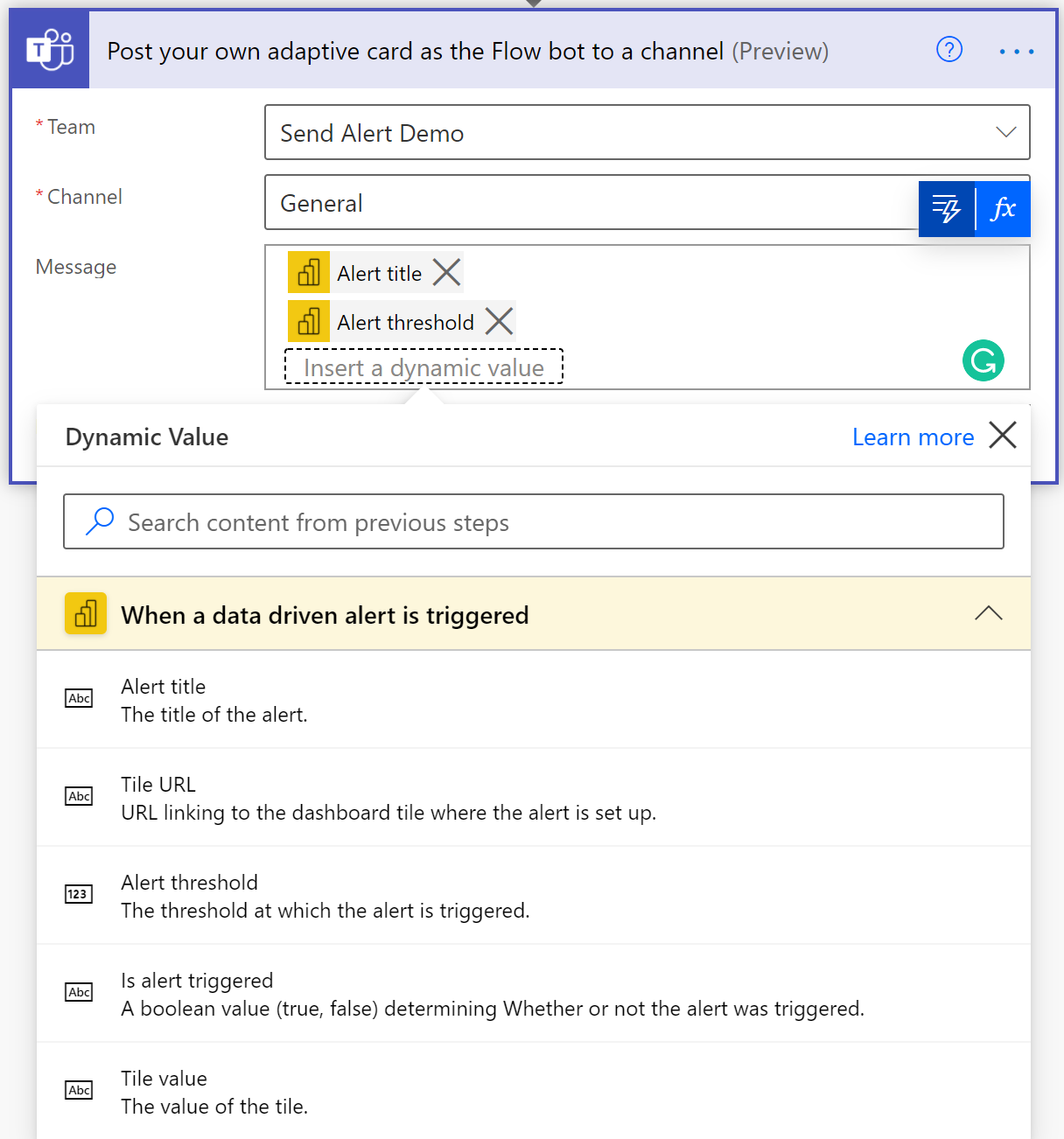 Picking the dynamic values