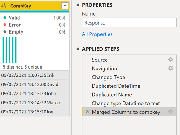 For the Interest column, I’m going to create a dimension with the unique options, and a hidden table with the CombKey and the interests.