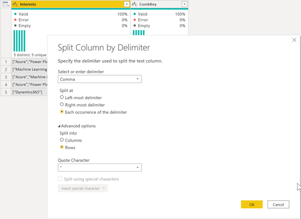Split column into rows