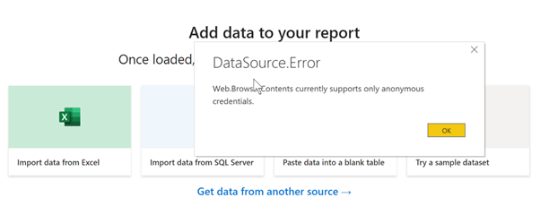 Click OK and the error will disappear