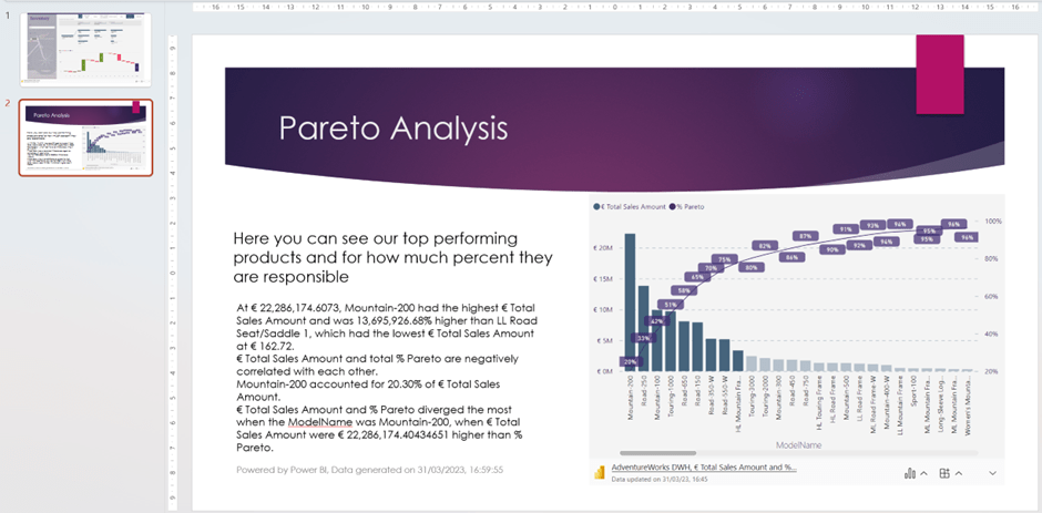 Showing generated data insight in your presentation.