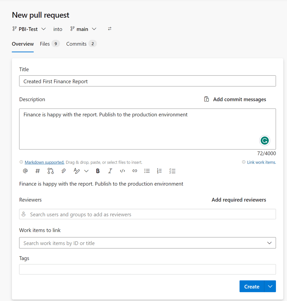 New pull request to main (and thus production)