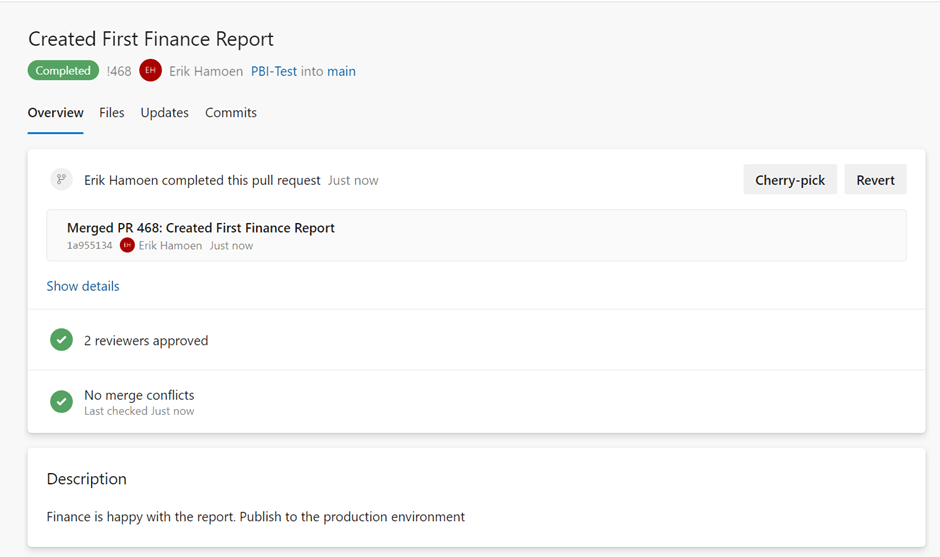 Completed pull request to main.