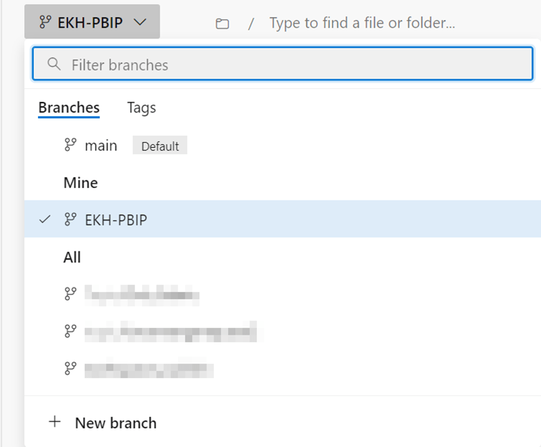 Creating new branch in DevOps