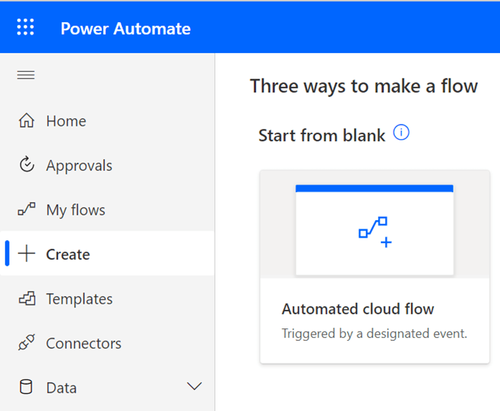 Createa new automated cloud flow