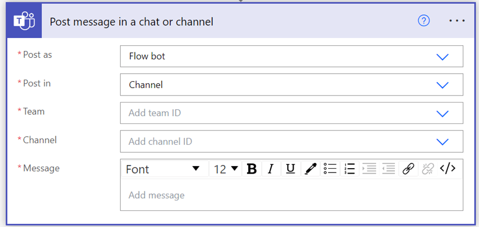 Setting up the Post Message block