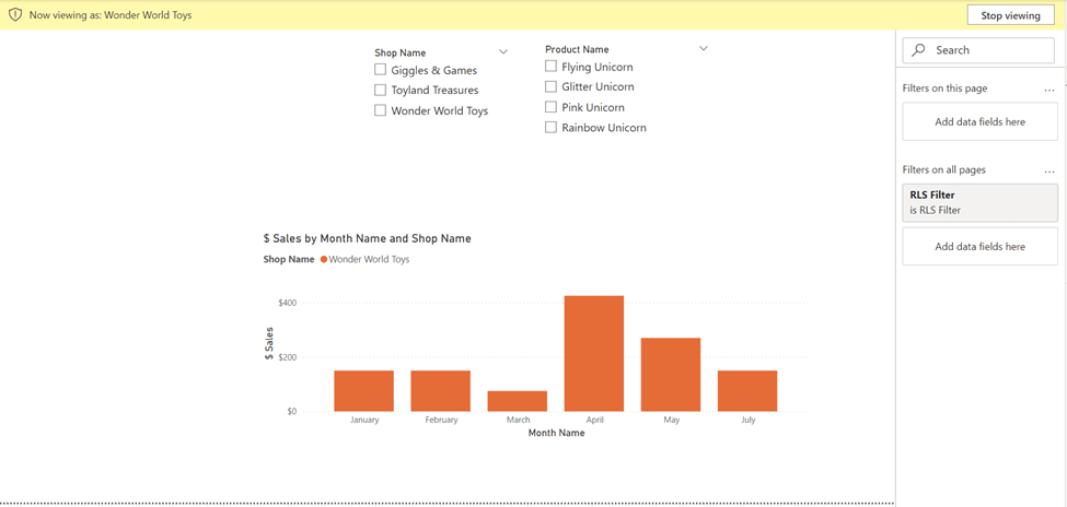 Report with a selected role.